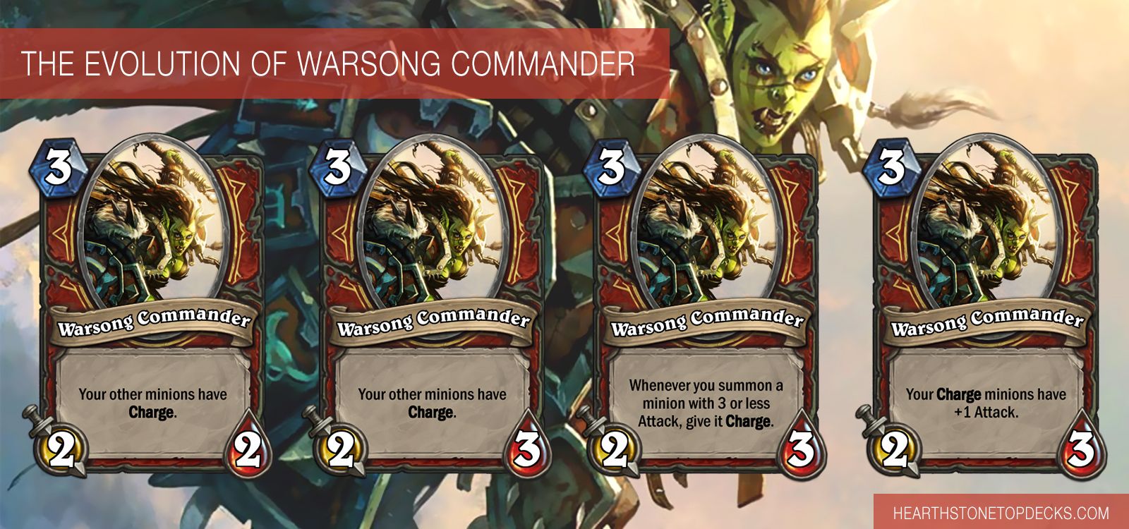 The evolution of the *Warsong Commander* card